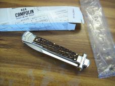 A. G. A. Campolin Maniago, Italy Maltese Cross Bayonet 9 Incher Lockback W/Genuine Stag/Antler NIB