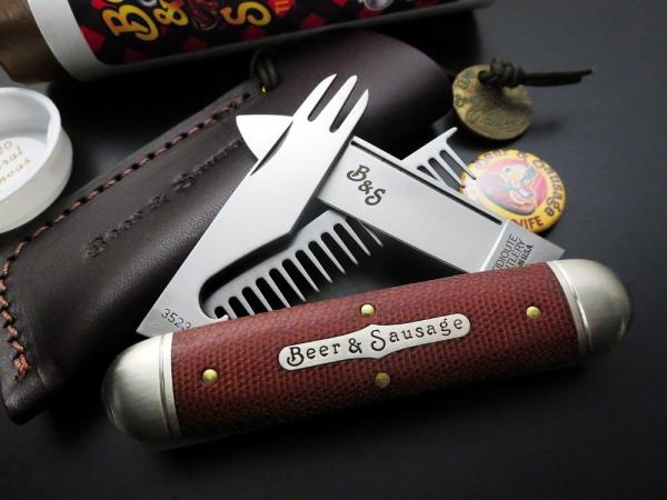 Great Eastern Cutlery #35 Beer & Sausage w/Leather Slip Bar Tool Knife Natural Canvas Micarta 352320