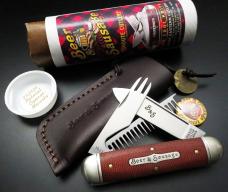 Great Eastern Cutlery #35 Beer & Sausage w/Leather Slip Bar Tool Knife Natural Canvas Micarta 352320
