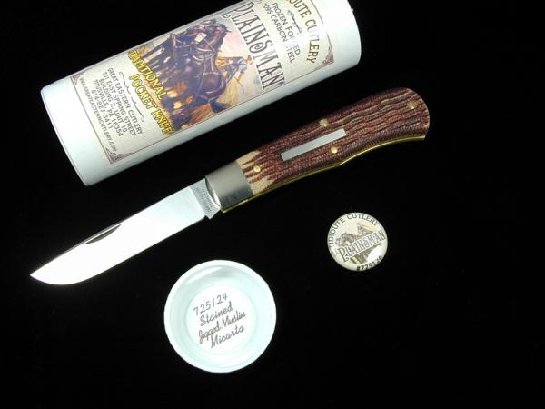Great Eastern Cutlery GEC Stained Jigged Muslin Micarta Plainsman Knife 725124 NIT Made In USA