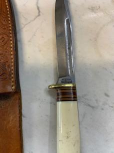 Western Antique Bone & Leather Handle 8” Knife Boulder Colo