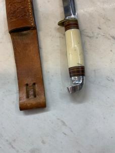 Western Antique Bone & Leather Handle 8” Knife Boulder Colo