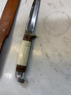 Western Antique Bone & Leather Handle 8” Knife Boulder Colo
