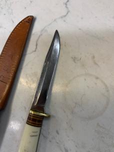 Western Antique Bone & Leather Handle 8” Knife Boulder Colo