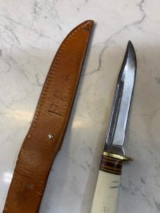 Western Antique Bone & Leather Handle 8” Knife Boulder Colo