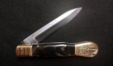 English Style Picklock Switchblade with Buffalo horn handles.