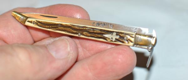 Minature Navaja Custom Made Spain 3 3/4" Closed Mint Razor Edge 5 Steel Pins  Locking Blade