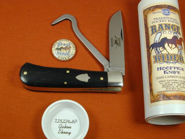 Great Eastern Cutlery GEC Smooth Ebony Wood Range Rider Hoofpick Knife 725224HP Made In USA Great Eastern Cutlery GEC Smooth Ebony Wood Range Rider Hoofpick Knife 725224HP Made In USA