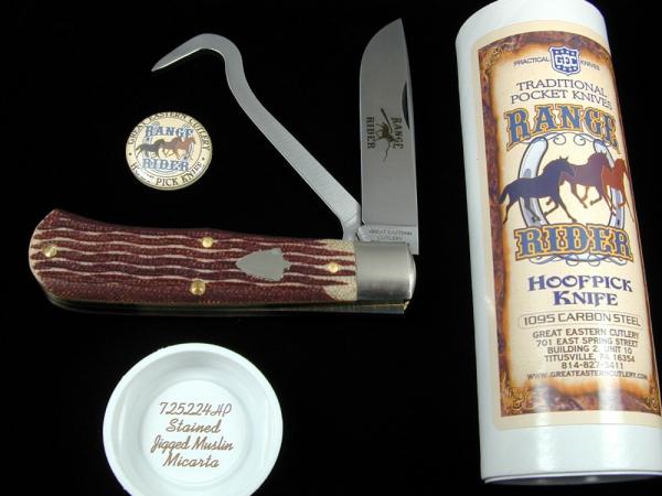 Great Eastern Cutlery GEC Stained Jigged Muslin Micarta Range Rider Hoofpick Knife 725224HP Great Eastern Cutlery GEC Stained Jigged Muslin Micarta Range Rider Hoofpick Knife 725224HP