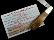 Tuna Valley Cutlery Bethlehem Holy Land Olivewood Barlow Knife Super Rare 1 of 60 COA USA Made