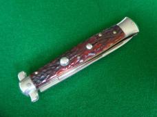 RARE c.1960's VIRGINIA INOX PATENT 96847 DERBY Bolster Jigged BONE Auto