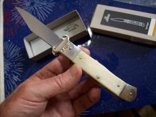 Hubertus Knife Shellpuller Patronenzieher Large Size 11 Clip-Point White Bone UNUSED NIB.