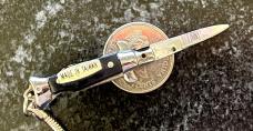 Miniature Keychain Switchblade Knife, Taiwan, 2.75 Inch Fishtail Style, Unused