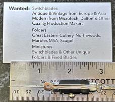 Miniature Keychain Switchblade Knife, Taiwan, 2.75 Inch Fishtail Style, Unused 