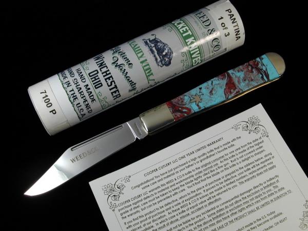 Weed & Co. 2021 Pantina Acrylic 1st Year Hunter Knife 1 of 3 Cooper Cutlery 7100P USA Made Weed & Co. 2021 Pantina Acrylic 1st Year Hunter Knife 1 of 3 Cooper Cutlery 7100P USA Made