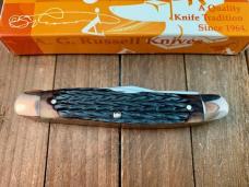 A.G. Russell Rancher Stockman Brown Pin Feather Jigged Bone 2003 USA Made