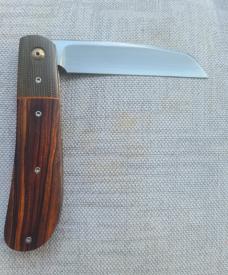 JD ELLIS swayback...ironwood scales..micarta bolsters...Rwl34..4" clsd...titanium hardware...swag