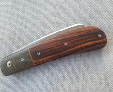 JD ELLIS swayback...ironwood scales..micarta bolsters...Rwl34..4" clsd...titanium hardware...swag