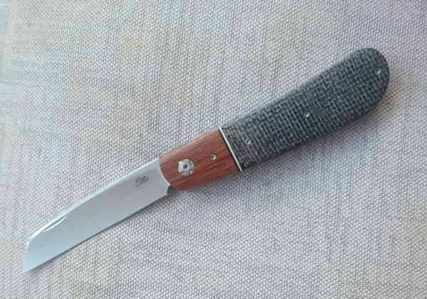 JD ELLIS swayback..oreo shadetree scales ..micarta bolsters...Rwl34..4"..titanium hardware...swag