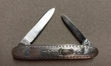 3 3/8" Flylock Nickel Silver Double Blade with Etch.