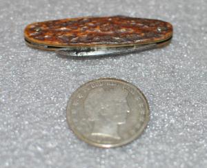 Holley Mfg. Co. 2 1/4" Closed 2 Blade Jigged Bone Used Tight No Wobble Brass liners Nickel Pins