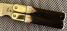 Vintage Parker Mini Balisong Butterfly Knife, Improved Elk Horn Handle, Japan, Unused 