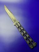 Bear and Son USA Butterfly Damascus Blade/ Silvervein Scales 