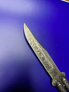 Bear and Son USA Butterfly Damascus Blade/ Silvervein Scales 