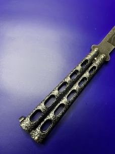 Bear and Son USA Butterfly Damascus Blade/ Silvervein Scales 