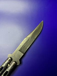 Bear and Son USA Butterfly Damascus Blade/ Silvervein Scales 