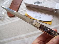 A.G.A. Campolin "The Sicilian" 12" Fighting Knife Maniago, Italy Genuine Stag/Antler UNUSED NIB.