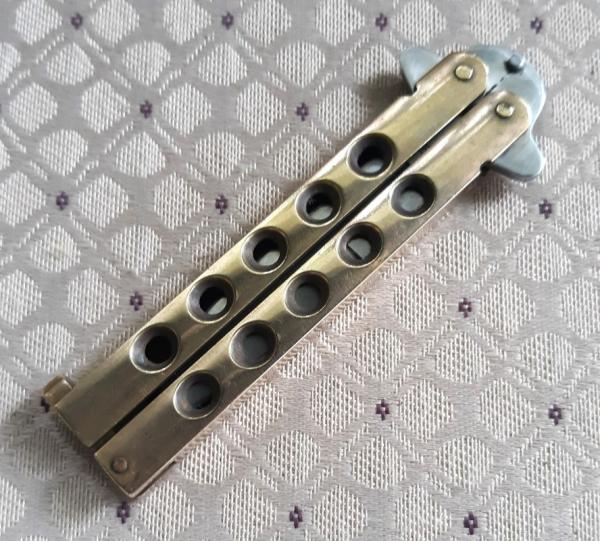 Vintage 80's Taylor Seto Japan Golden Dragon Brass Balisong