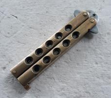 Vintage 80's Taylor Seto Japan Golden Dragon Brass Balisong