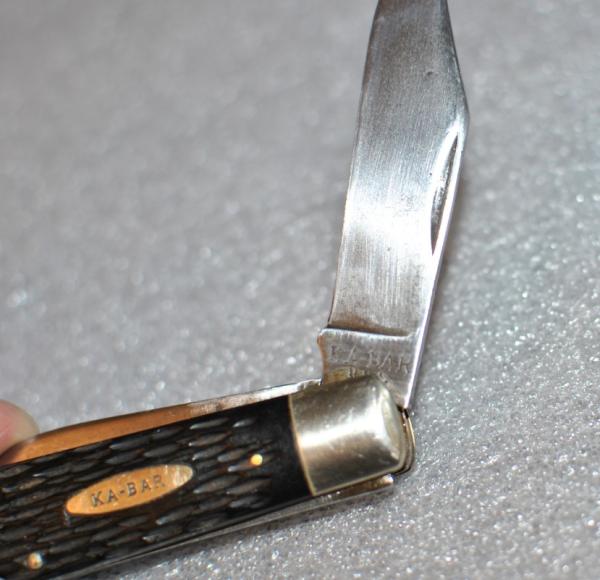 KA-BAR Over USA 1946-48 Jigged Black 2nd Blade No Mark Factory Tight Loud Snap Both Blades