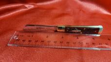 Great Eastern Cutlery 493121 Jigged Garnet Bone knife. NEW, MINT in tube with brown waxed paper