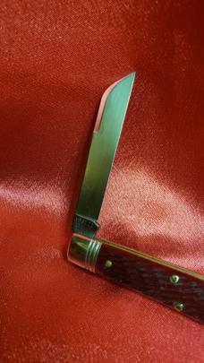 Great Eastern Cutlery 493121 Jigged Garnet Bone knife. NEW, MINT in tube with brown waxed paper