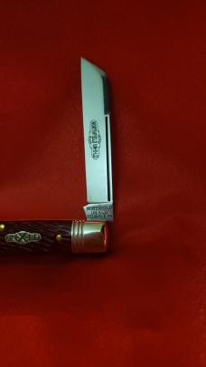 Great Eastern Cutlery 493121 Jigged Garnet Bone knife. NEW, MINT in tube with brown waxed paper