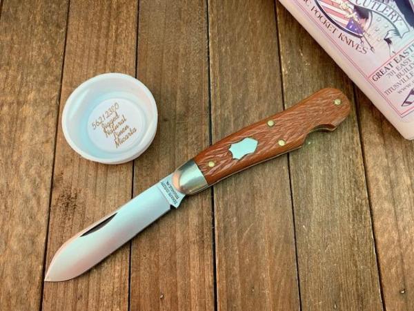 Great Eastern Cutlery #56EO Easy Open Dog Leg Jack Jigged Natural Linen Micarta 2023