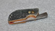 Custom Slip Joint Stingray Skin Handle Over Wood 2 1/2" Closed Mint Blade made From A File