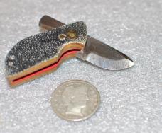 Custom Slip Joint Stingray Skin Handle Over Wood 2 1/2" Closed Mint Blade made From A File
