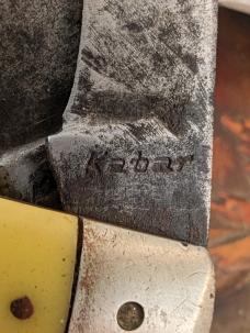 Vintage Yellow Handle Three Blade Ka-bar Stockman