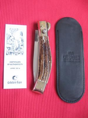 Quality Italian Unique Mechanism LEPRE Stag Knife Limited Edition 2016 MANIAGO ITALY w/Certificate
