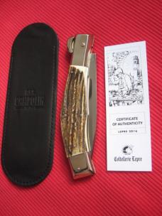 Quality Italian Unique Mechanism LEPRE Stag Knife Limited Edition 2016 MANIAGO ITALY w/Certificate