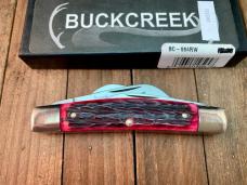 Buck Creek Bobcat Congress Made by Boker Red Pin Feather Jigged Bone Solingen Germany