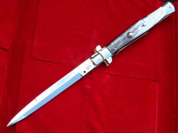 14" Renzo Pascotto Flat guard Wasp Body Picklock Brazilian Horn Bayonet Blade Stiletto Knife 14" Renzo Pascotto Flat guard Wasp Body Picklock Brazilian Horn Bayonet Blade Stiletto Knife