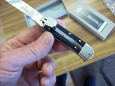 Hubertus Knife Solingen, Germany Small 08 Exotic Black Ebony Wood 5 3/4 " Open Lilyput NIB