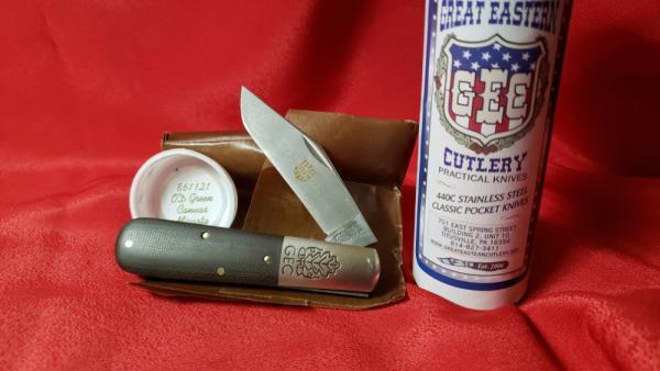 Great Eastern Cutlery 861121 OD Green Canvas Micarta Barlow 440C Stainless Steel Clip Blade NEW MINT
