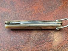 Vintage Salm DeLuxe 2-Blade Sleeveboard Shadow Pen Watch Fob Pocket Knife c1918-1925 Abalone