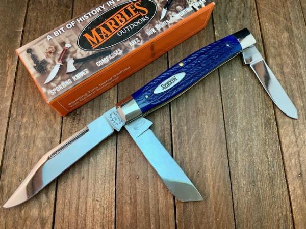 Marbles MSA Gladstone MI Stockman Deep Blue Italian Jigged Bone 2001 Marbles MSA Gladstone MI Stockman Deep Blue Italian Jigged Bone 2001