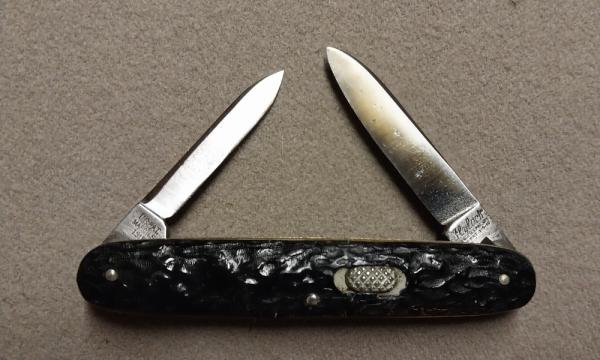 3 3/8" Flylock Imitation Black Stag Double Blade 3 3/8" Flylock Imitation Black Stag Double Blade